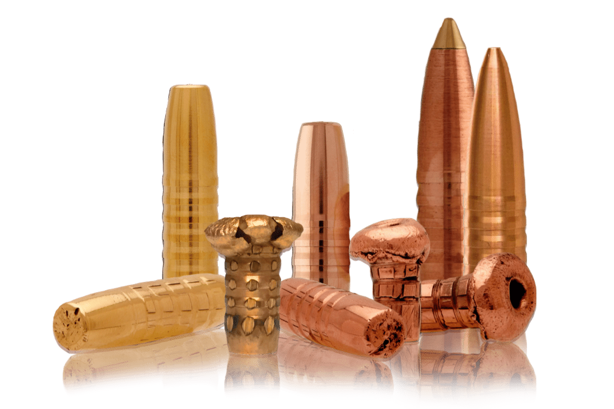 Close-up of Peregrine copper monolithic bullets